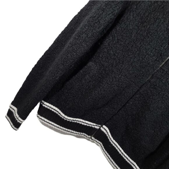 A New Day Womens Fuzzy Black Bomber Jacket - Picture 5 of 15